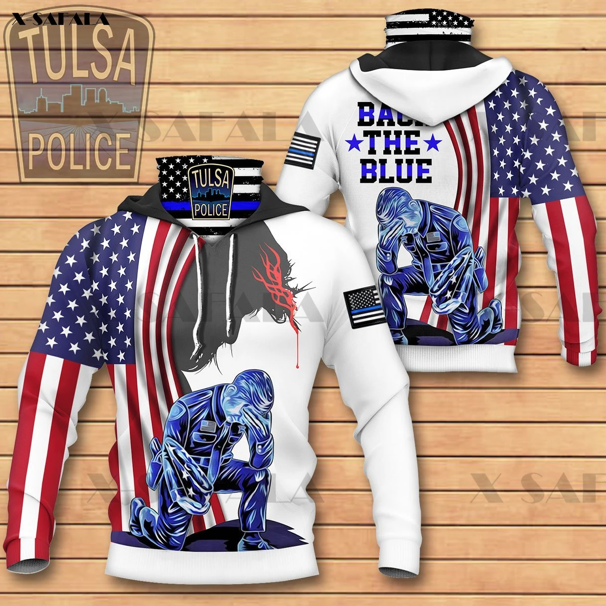 

Tulsa Police Flag Eagle 3D Printed US Size Thick Cotton Velvet Inside Warm Men's Zipper Hoodie Sweatshirt With Mask Jacket