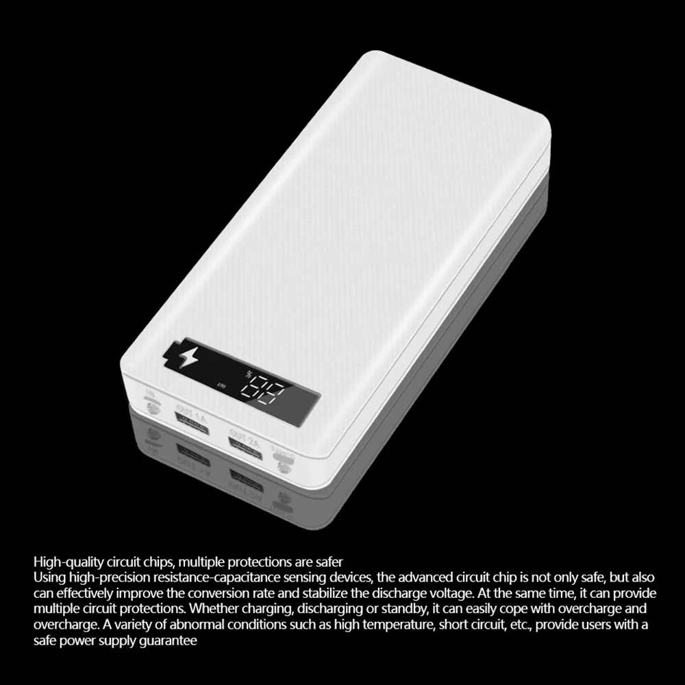 Корпус для зарядки мобильного телефона Power Bank Quick Charge Version Dual USB 5V с поддержкой QC 3.0 и 8 * 18650 батареек.