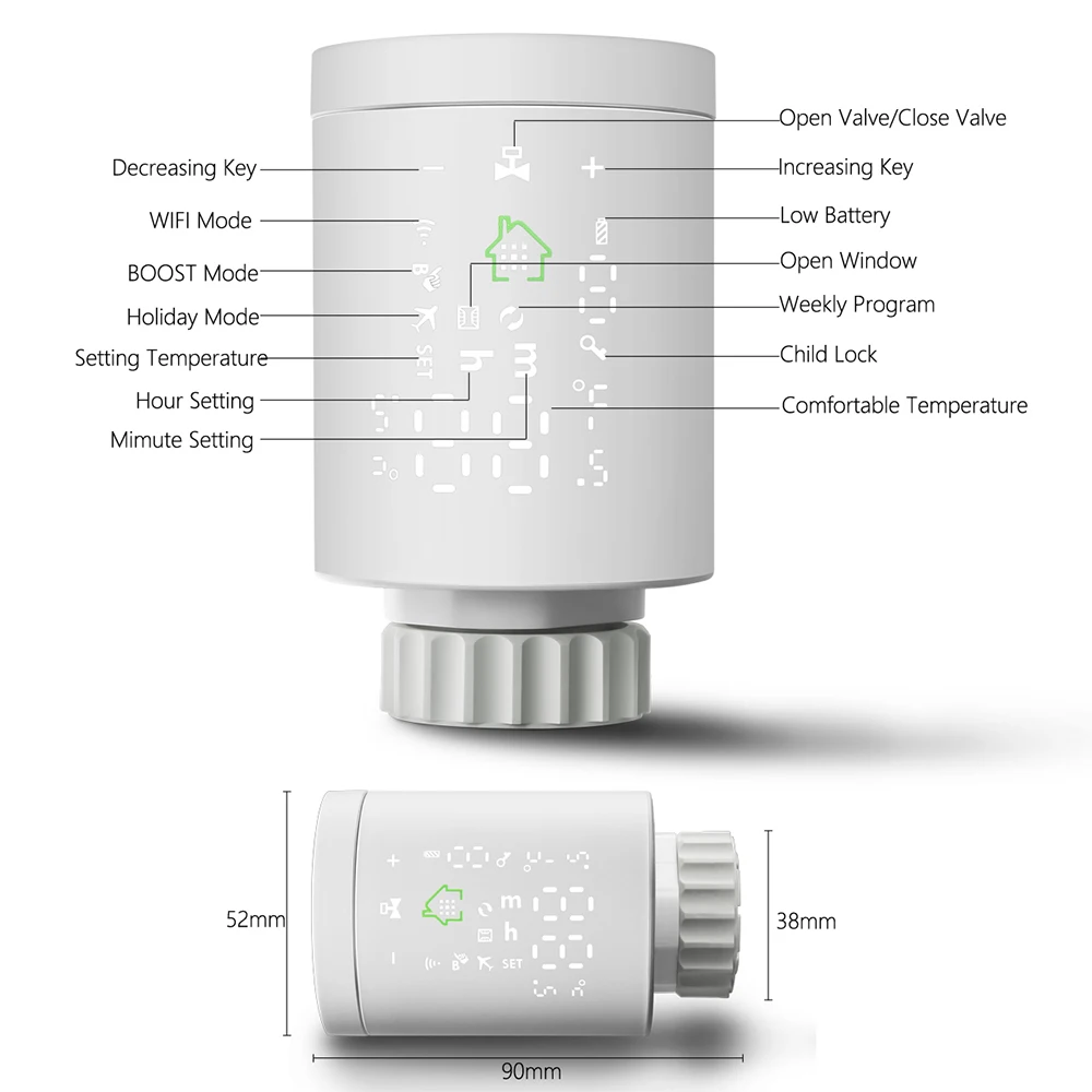 

TRV Tuya ZigBee 3.0 Smart Radiator Actuator Thermostat Programmable Radiator Valve Temperature Controller Voice Control Alexa