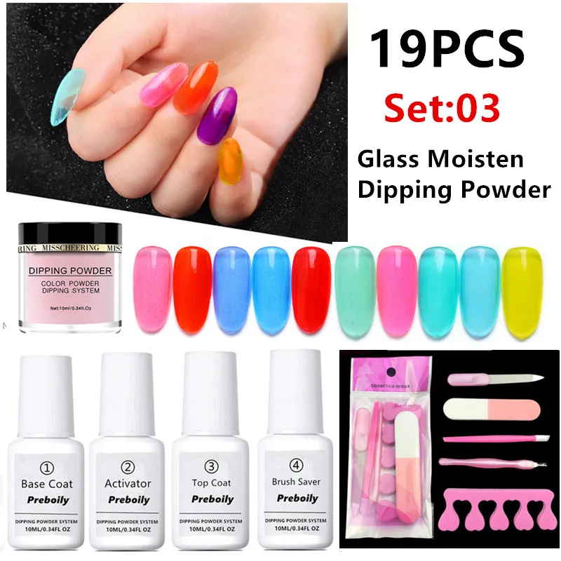 19 шт/лот погружающийся порошок арт наборы для ногтей основа Топ гель активатор