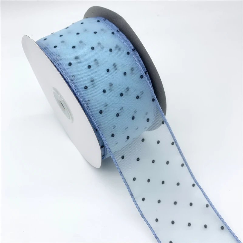 3 ярда 50 мм кружевная широкая лента из органзы с принтом в горошек для банта