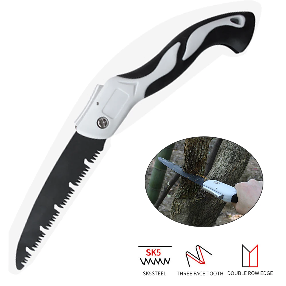 Folding Hand Saw SK5 Steel Medium-toothed Blade Soft Rubber Handle Collapsible Sharp for Woodwork/Household Cutting Tools/DIY |