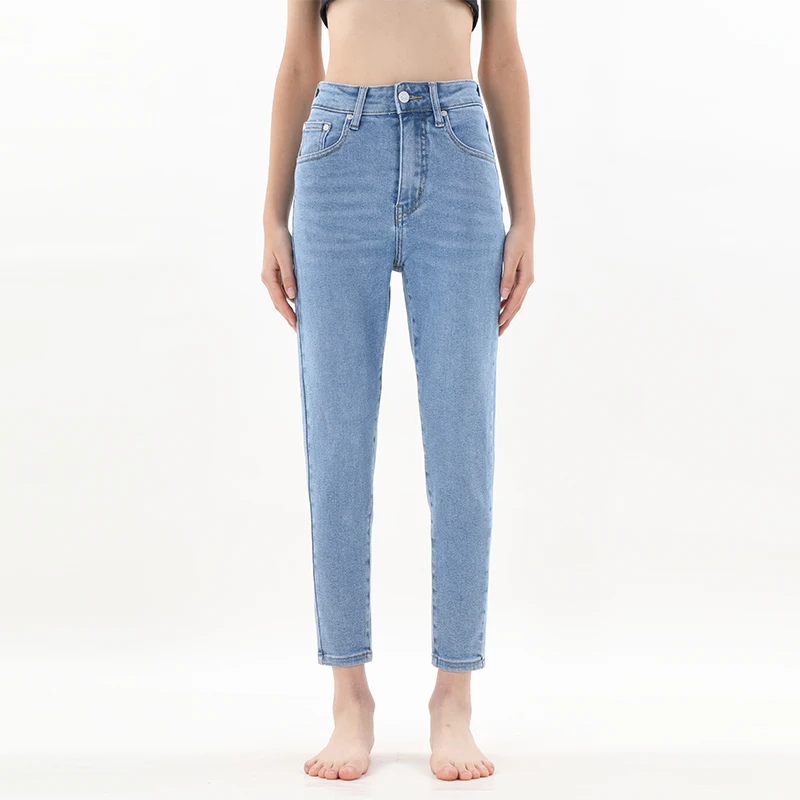 

VGOZE Slim Jeans for Women Skinny High Waist Straight Denim Pants Strentch Washed Blue Bf Trousers 2021 Spring Summer