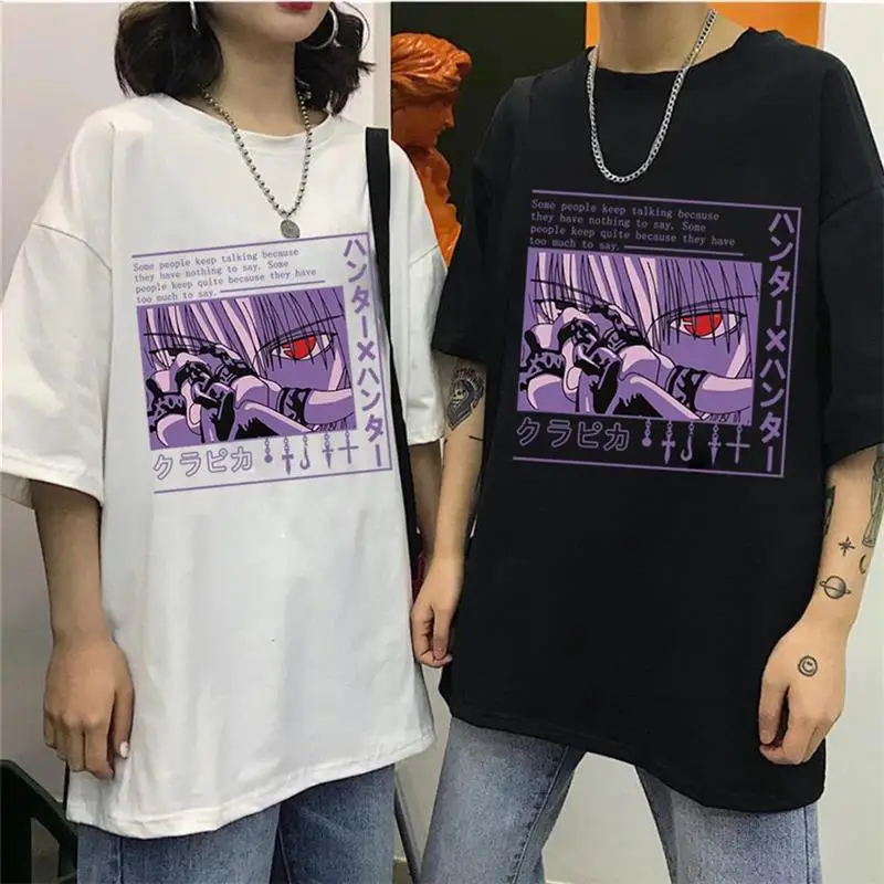 

Unisex Couple T-Shirt Top Anime Print Clothes Women Tshirt Summer Casual O-Neck Short Sleeves Loose Tshirt Vetement Femme 2021