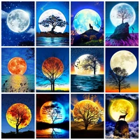 5d resin diy diamond painting kit moon tree landscape home decoration embroidered mosaic night sea landscape home decoration kit