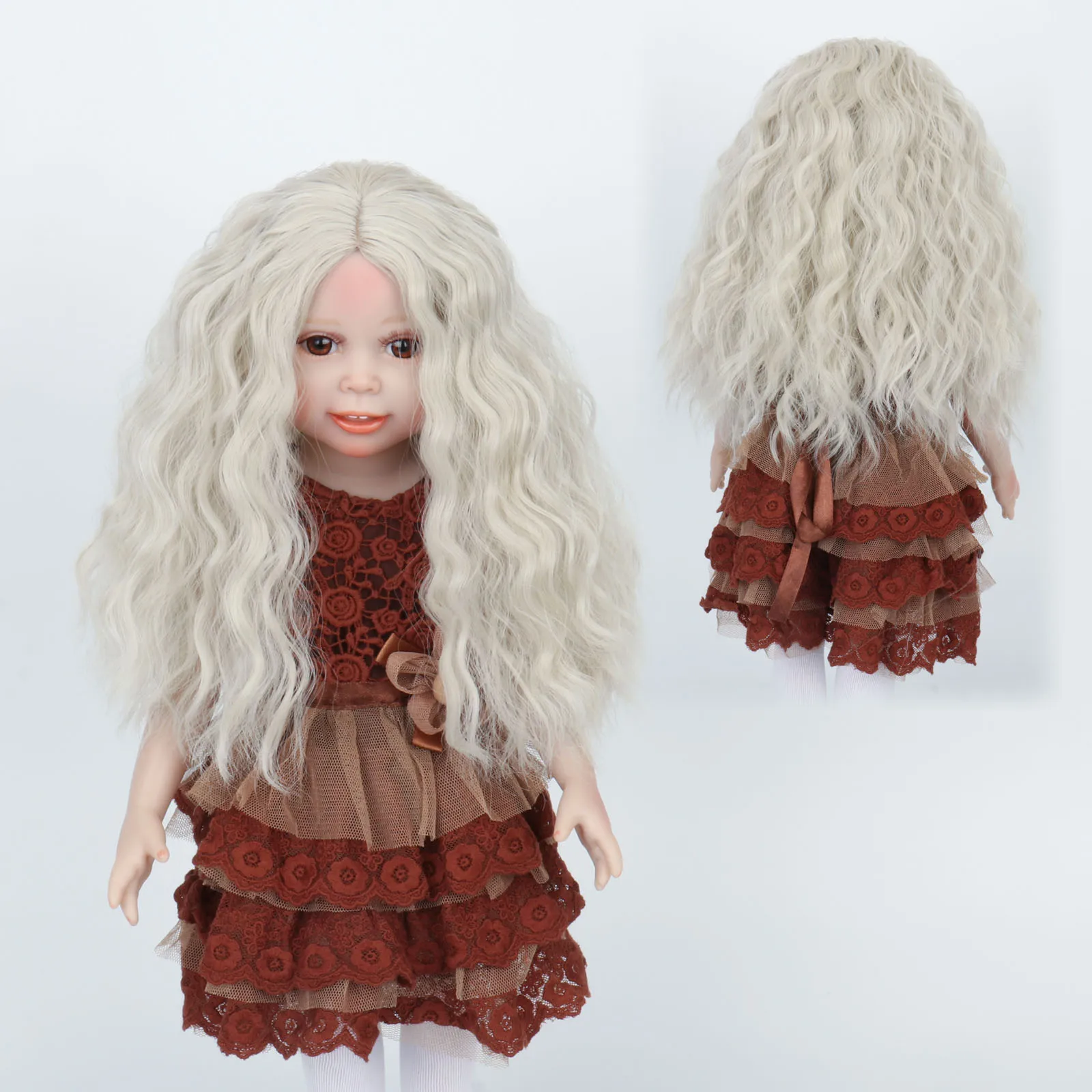 

Длинные пушистые серебристые и серые кукольные парики 11 дюймов для американских кукол 18 дюймов, аксессуары для девочек, товары для творчества