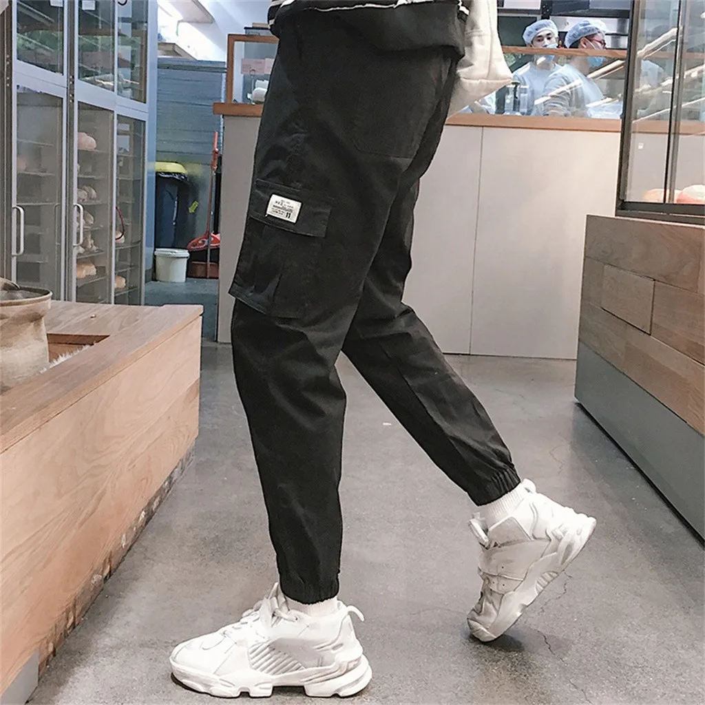 

Four Season Men New Fashion Ankle-Length Pants Casual Loose Cotton Sports Nine-minute Haren Trousers Overalls Pants M0912