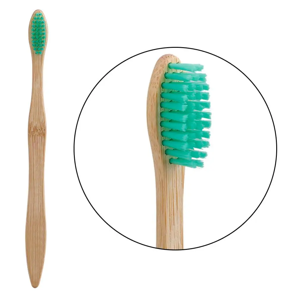 Бамбуковая биоразлагаемая зубная щетка средней твердости 10 шт. радужная для