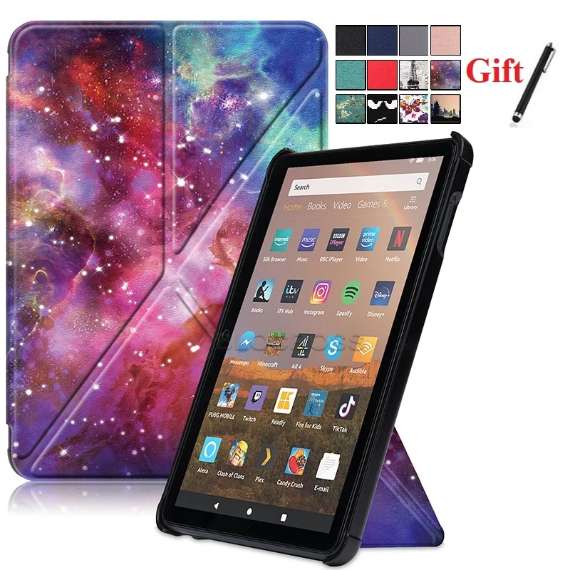 

Folding Tablet Case for Kindle Fire 8.0 inch 2020 Ultra Slim Portable Stand for Kindle Fire HD 8 Plus 10th Generation Sleep Wake