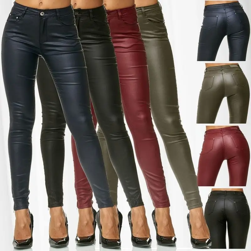 ZOGAA Women Faux Leather Pants Ladies Sexy Skinny Solid Slim Fit PU Trousers Female Leggings Push Up 2019 Brand | Женская одежда