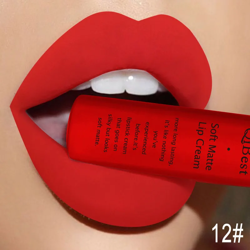 Q1617-12 Brand 34 colors Lip Gloss Long Lasting Red Lips Matte Lipstick Liquid Lip Tint Cosmetic Nude Velvet Lipstick Matte Lip Makeup - Цвет: Q1617-12