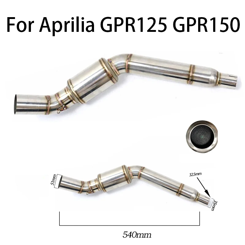 

For Aprilia GPR125 GPR150 Modified Motocross Motorcycle Exhaust Mid Link Pipe Tube Delet Catalyst Escape Moto Slip On