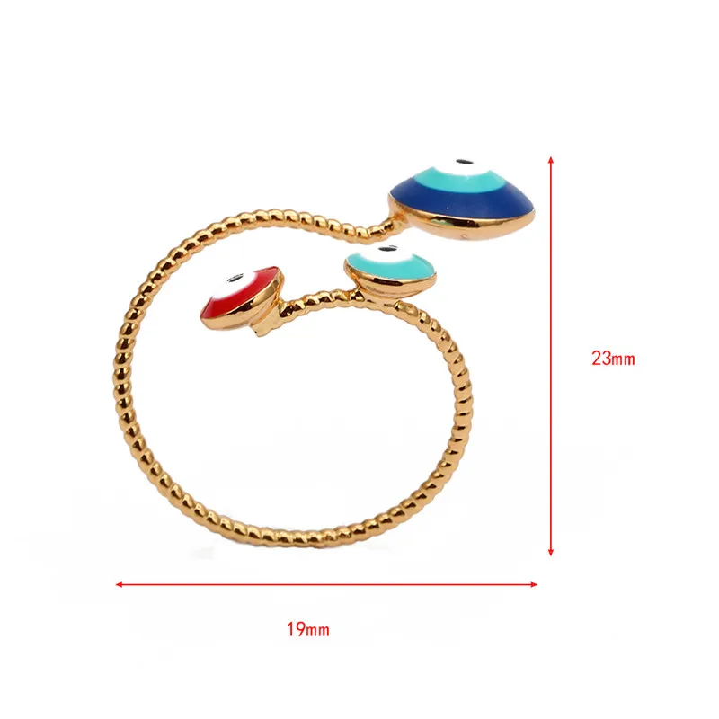 С клипсами Дурной глаз Открытое кольцо для женщин Золотой Цвет геометрический