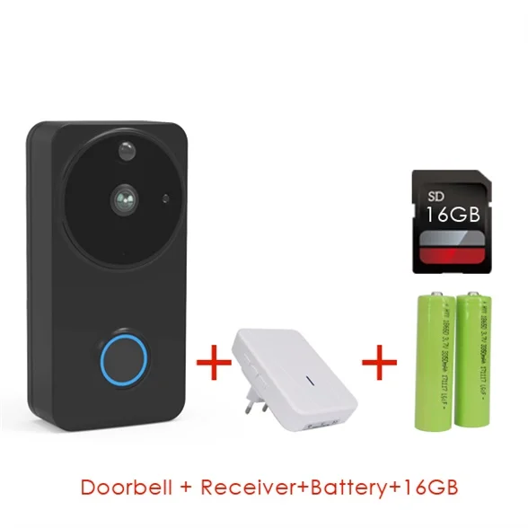bellbatterydong16gb CTVMAN Wifi дверной Звонок камера видео дверной звонок Домофон для дома PIR сигнализация Обнаружение движения умный беспроводной дверной звонок - Цвет: bellbatterydong16gb