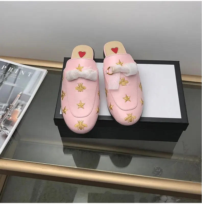 Роскошные повседневные женские дизайнерские сланцы курительные тапки кожаные