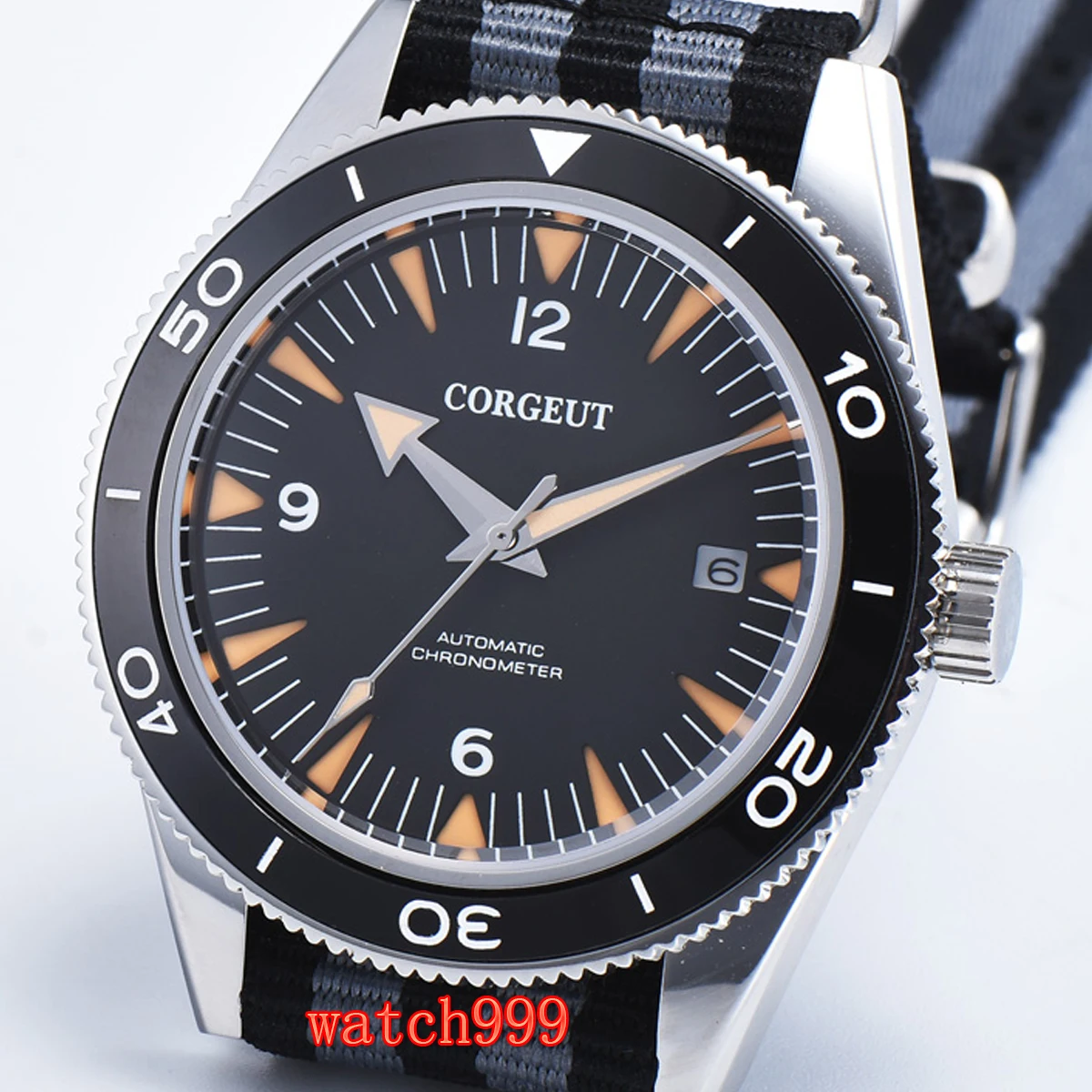 Мужские Водонепроницаемые механические часы с черным циферблатом 41 мм|Мужские