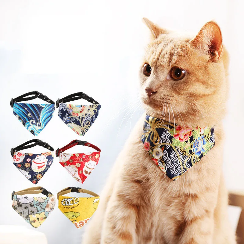 

Dog Bandanas Small Pet Scarf Pet Bandana For Dog WashableBow Cartoon pattern Ties Collar Cat Dog Scarf Large Dog Accessorie