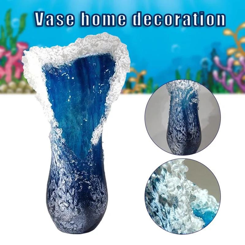 

Majestic Wavy Vase Resin Sea Wave Ornament Desktop Flower Pot Home Restaurant Coffee Shop Decoration NEW Hot