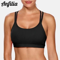 anfilia women light impact sports bra backcross yoga bra push up running workout bra underwear fitness anti friction sports bras