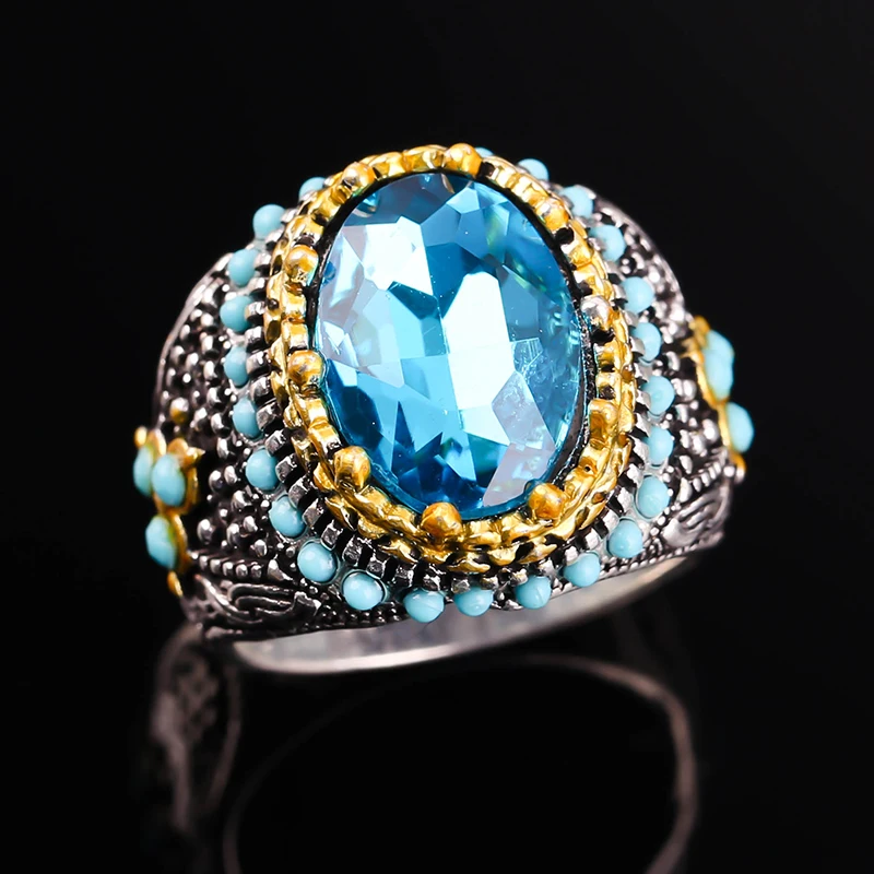 

Vintage Two Tone Plated Engraved Ring s Beaded Rings For Women Girls Wedding Dance Party Jewelry Gift B4M852