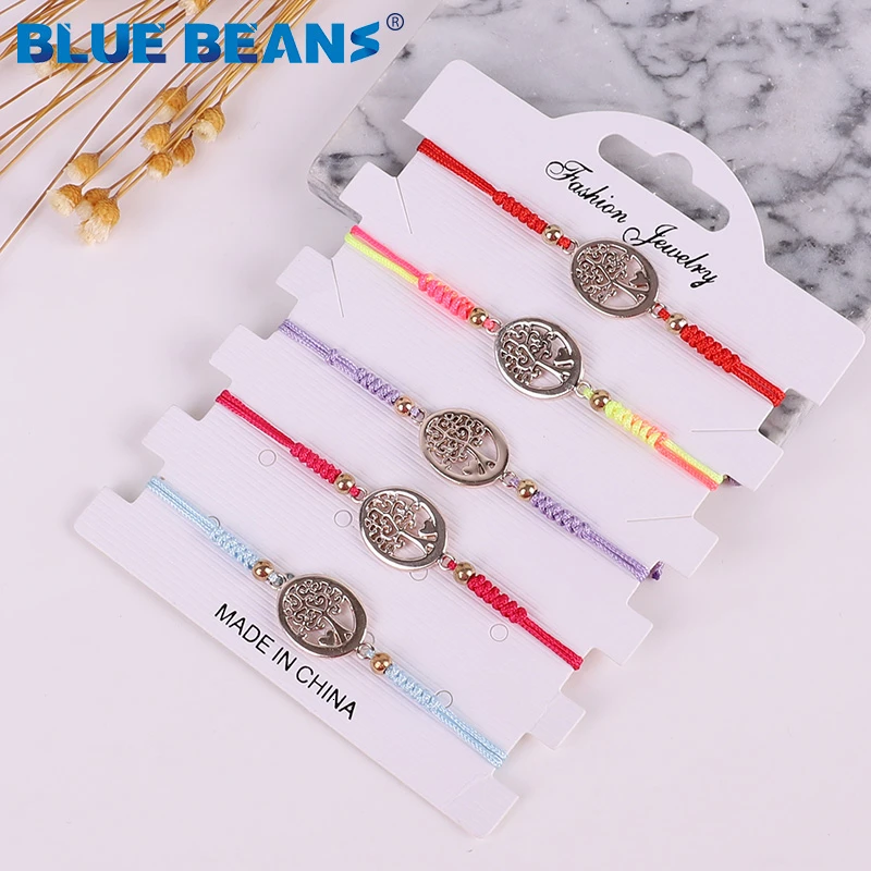 Браслет женский Дерево жизни с плетеным веревкой и бусинами | Украшения