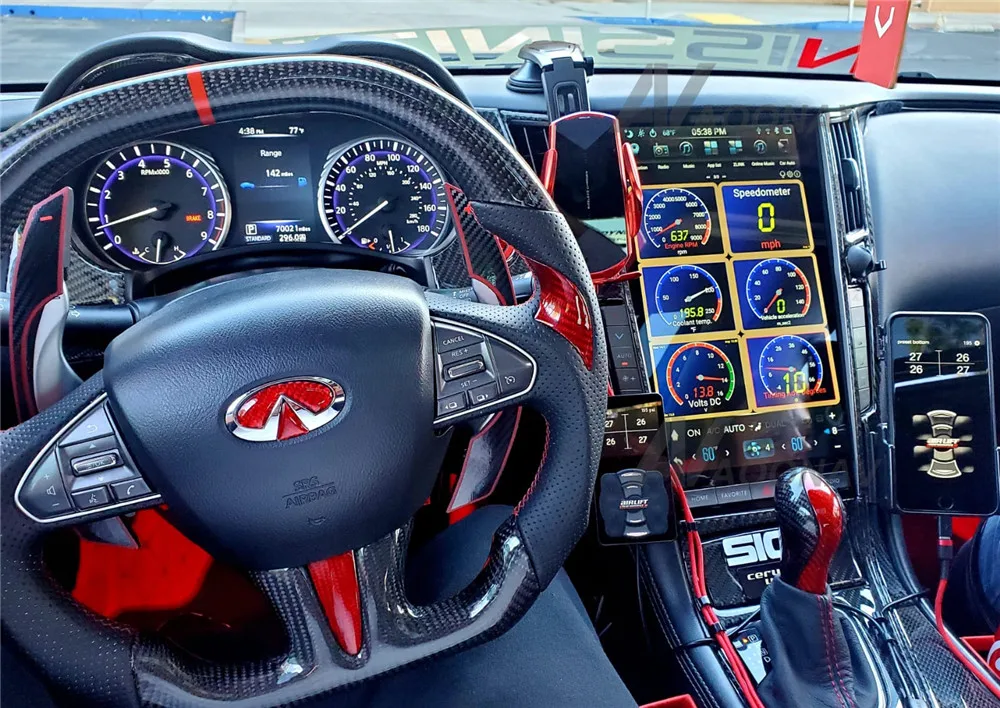 Автомагнитола Mark 5 Tesla с вертикальным экраном 13,6 дюйма для Infiniti Q50 Q50L 2015-2019 с мультимедийной системой GPS-навигации и поддержкой CarPlay.