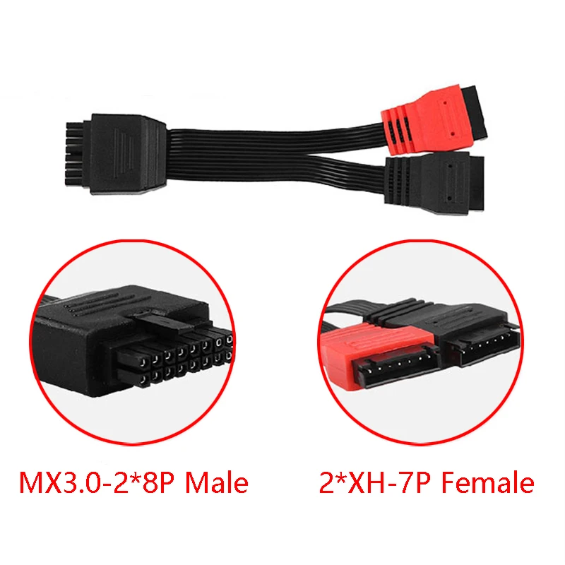 

1pcs Connector Adapter Cable MX3.0-2*8P Male to 2*XH-7P Female Soft PVC Conversion Line for RC Drone Model Battery Charger DIY