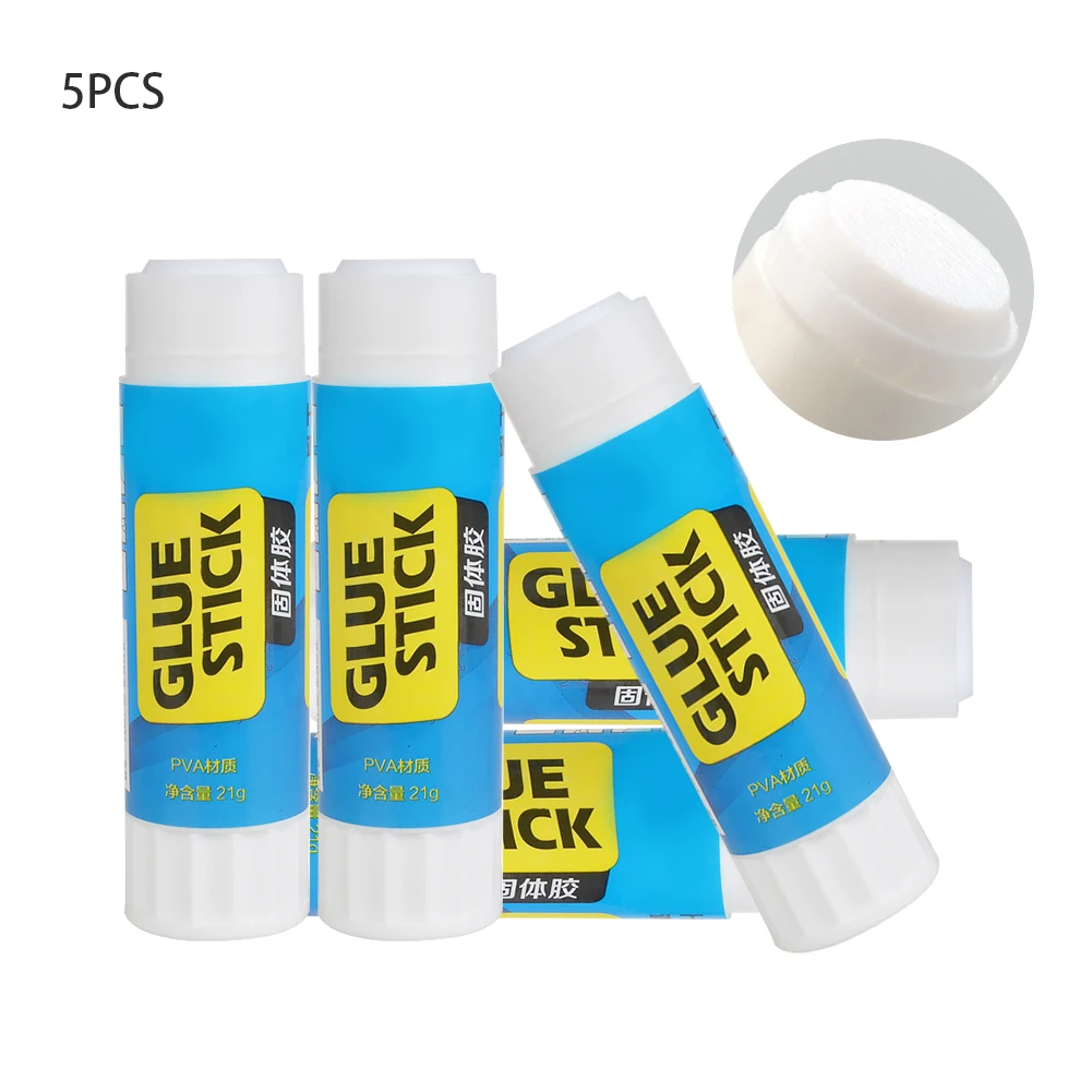 

5pcs 21g Home Office Solid For School Learning Strong Adhesive Student Stationery Scrapbooking Glue Stick Portable PVA DIY Craft