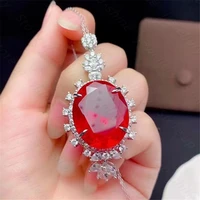 the new 925 silver inlaid synthetic ruby pendant womens pendant luxurious and noble a gift for friends