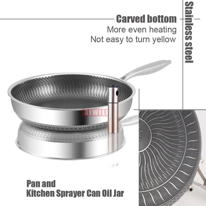 AIWILL Новый 304 обновления Нержавеющая сталь сковорода с длинной ручкой для жарки