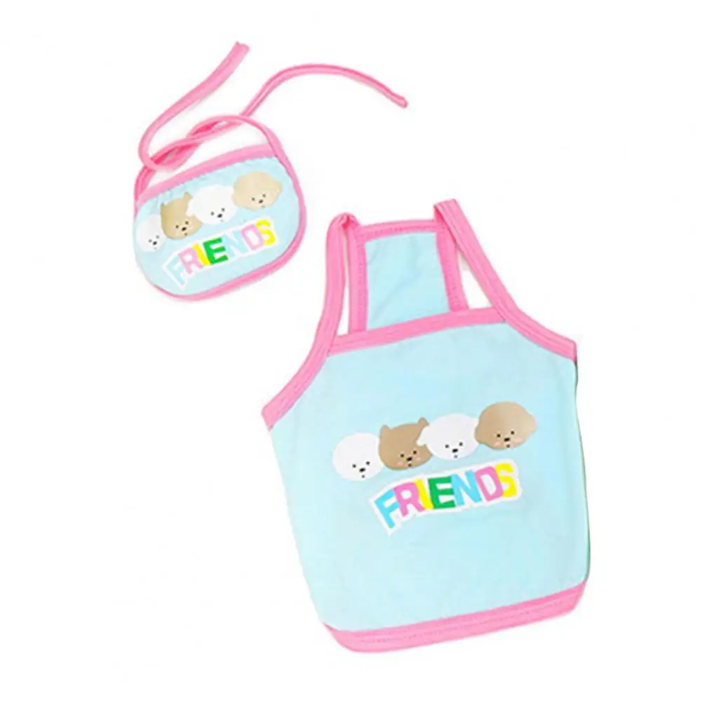 

60% Dropshipping!!Comfortable Cotton Letter Animals Printed Pet Dog Vest Clothes with Bibs for Spring/Summer