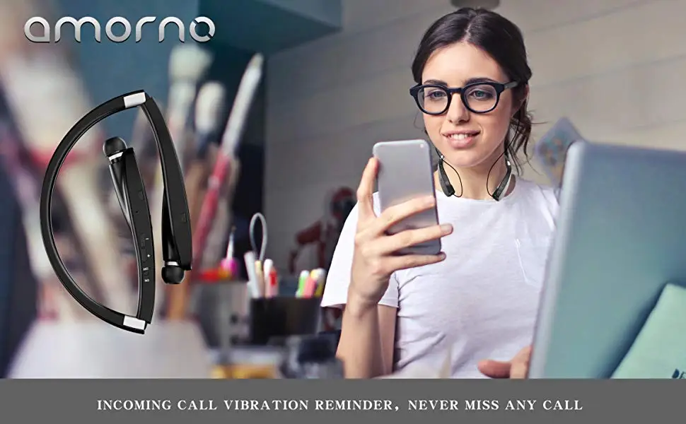 Amorno наушники с шейным ремешком, беспроводные наушники Fone Bluetooth с микрофоном, наушники TWS, наушники с шумоподавлением, гарнитура