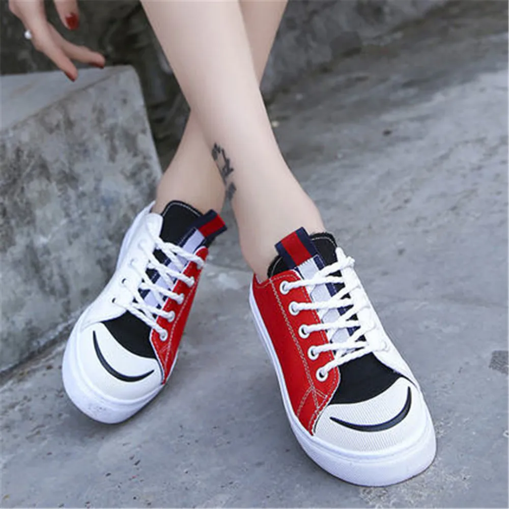 

2021 Summer New Women Loafers Half Slippers Girl's Flats Canvas Shoes Lace Up Slip-on Thick Bottomed Leisure Cloth Shoes 36-40