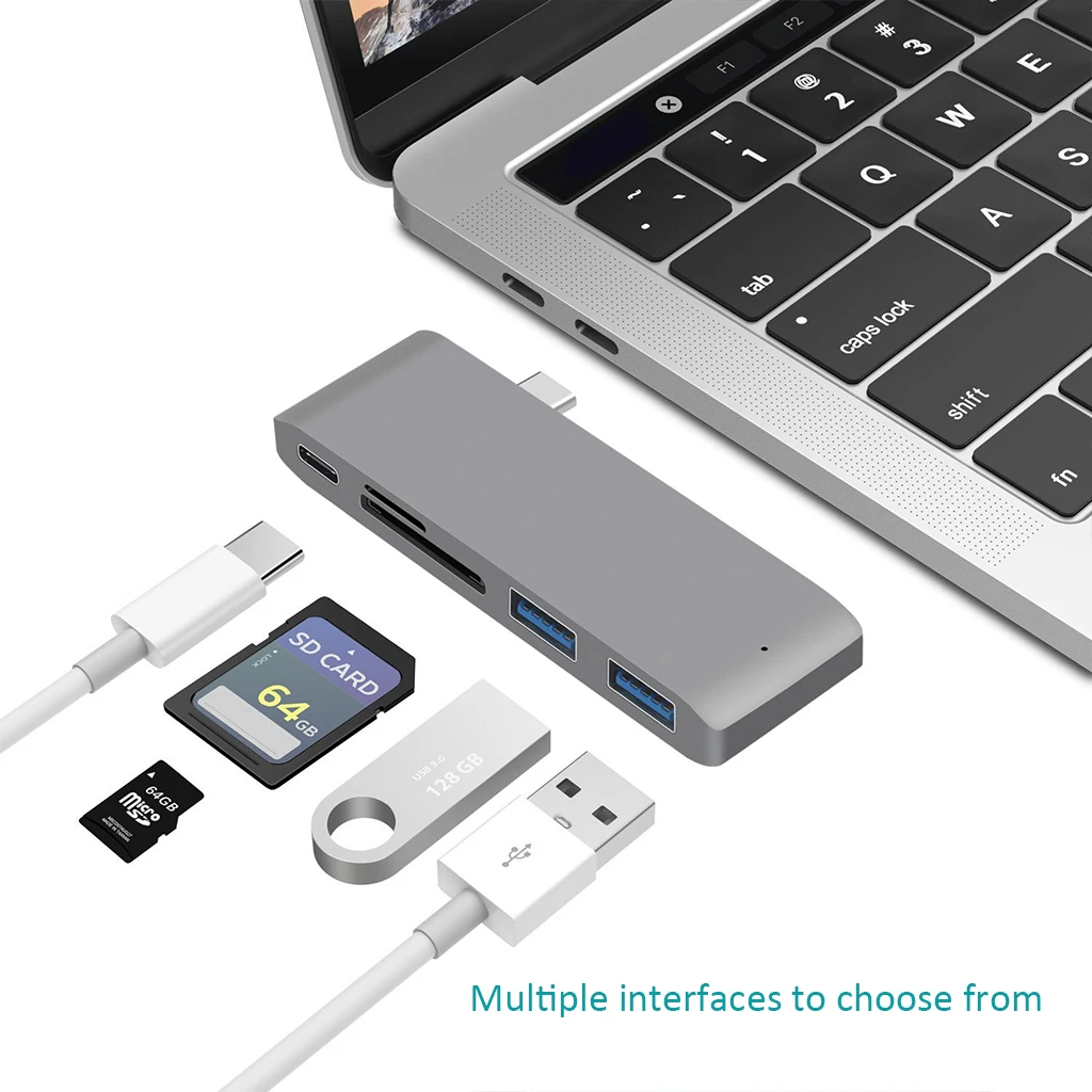 5 в 1 высокоскоростной USB C 3,1 type C концентратор питания PD-power USB 3,0 комбо-разветвитель SD/TF кардридер для MacBook 12 дюймов Dell