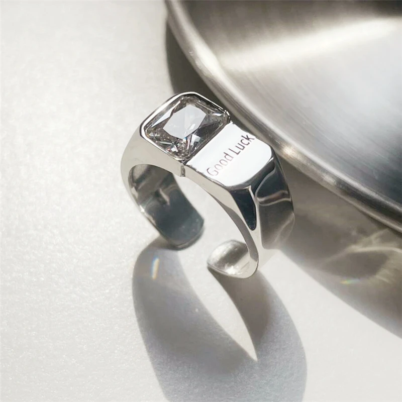 

Эстеотические элегантные ювелирные изделия, блестящие кристаллы, буквы удачи, 925 стандартные серебряные женские регулируемые Открытые Кол...