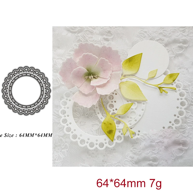 

2021 Christmas Cut Die Round Circle Lace Frame Metal Cutting Dies Diy Molds Scrapbooking Paper Making Die Cuts Crafts