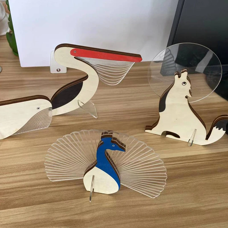 

Wooden Night Lamp Animals Shape Portable Carved Desk Light Decorative For Bedroom Livingroom DA