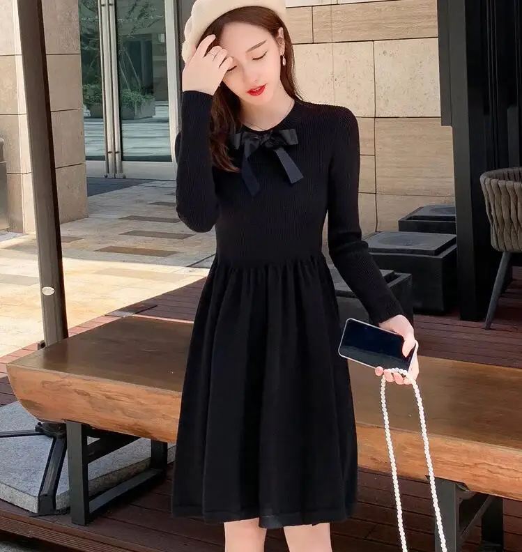 Красное платье для беременных сезон осень-зима трикотажное кормящих женщин с