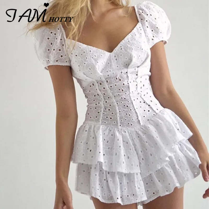 

Ball Gown Mini Layered Dress Women Slim Kawaii Solid French Style Sexy Deep V Neck Prom Robe Party Dresses Black ladies Iamhotty