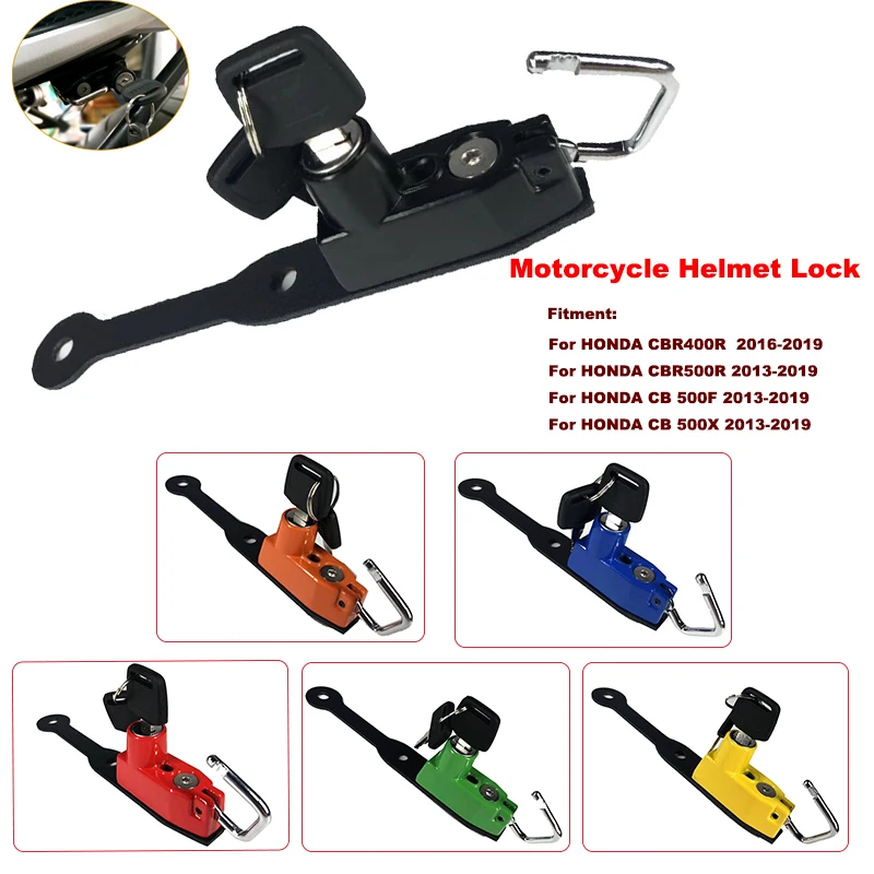 

2019 CB500X Helmet Lock Mount Hook 6 color Side Anti-theft Security For HONDA CB 500X CB 500F CBR500 R 2013-19 CBR400R 2016-2019