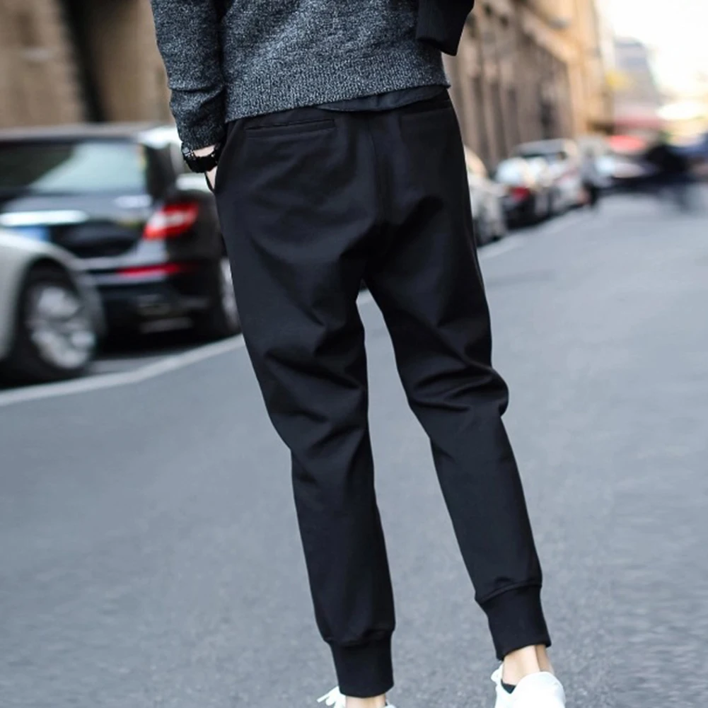 Мужские повседневные длинные брюки-карандаш с завязками на талии и карманами для