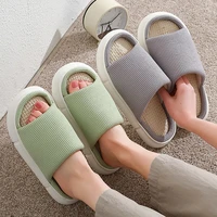 linen slippers womens home use quiet thick soled deodorant antiskid four seasons japanese cotton hemp sweat absorbing men