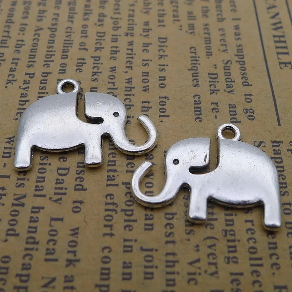 

100 шт слон амулеты 17 мм x 22 мм DIY ювелирных изделий Кулон Античный серебряный цвет