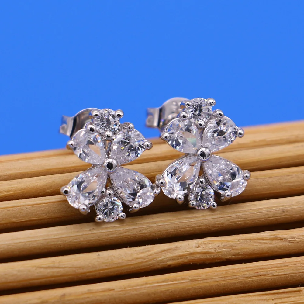 Женские серьги гвоздики с бантом из серебра 100% пробы|Серьги-гвоздики| |