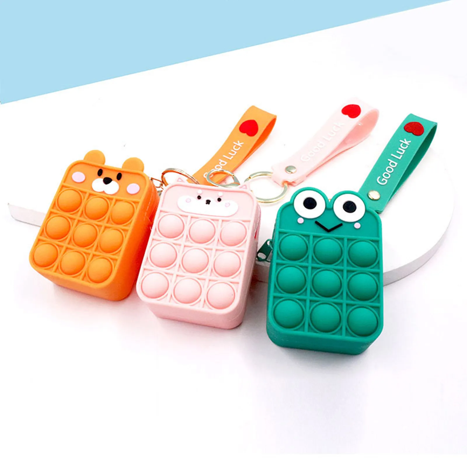 

New Push Bubble Stress Relief Toy Keychain Pendant Silicone Cartoon headset Coin Purse Squishy Kids Toys Gifts