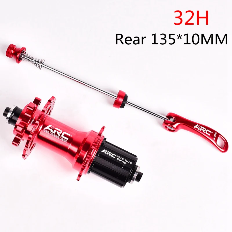 Red 135x10MM 32H Дуговые велосипедные ступицы герметичный подшипник MTB горный велосипед концентратор быстроразъемный набор ступиц велосипеда 32 28 36 отверстия дисковый тормоз QR 4 подшипники 4 Pawls - Цвет: Red 135x10MM 32H