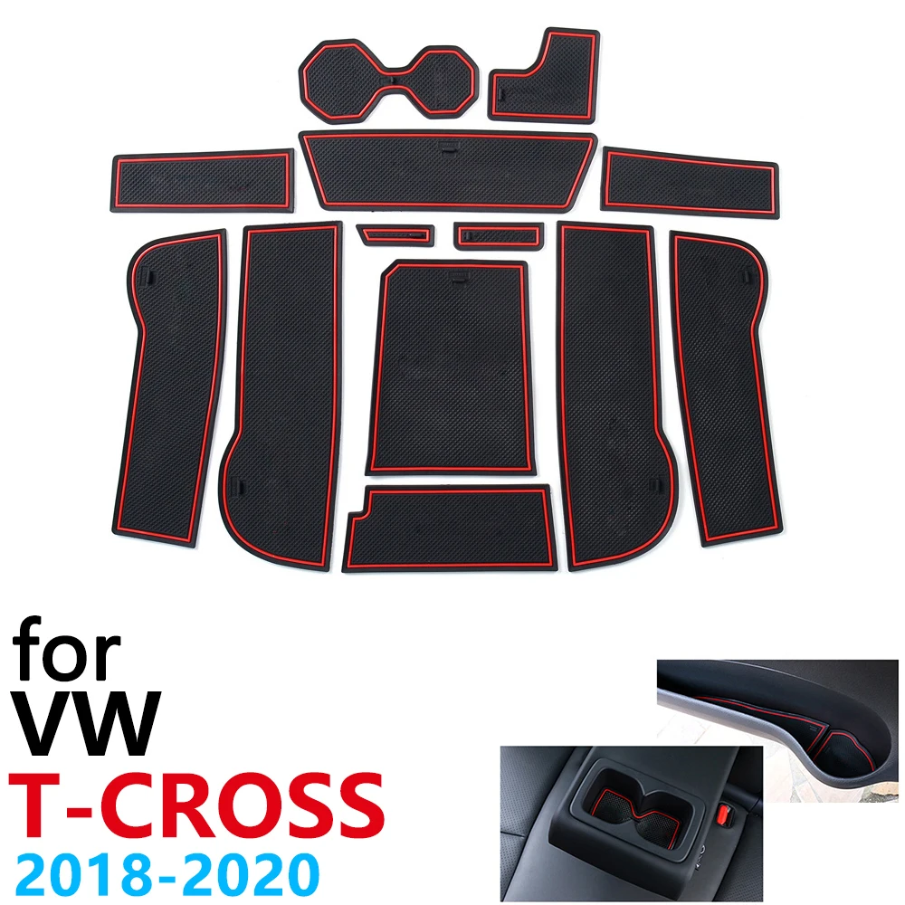 Противоскользящий резиновый коврик для чашки дверной паз Volkswagen VW T Cross 2018 2019 2020