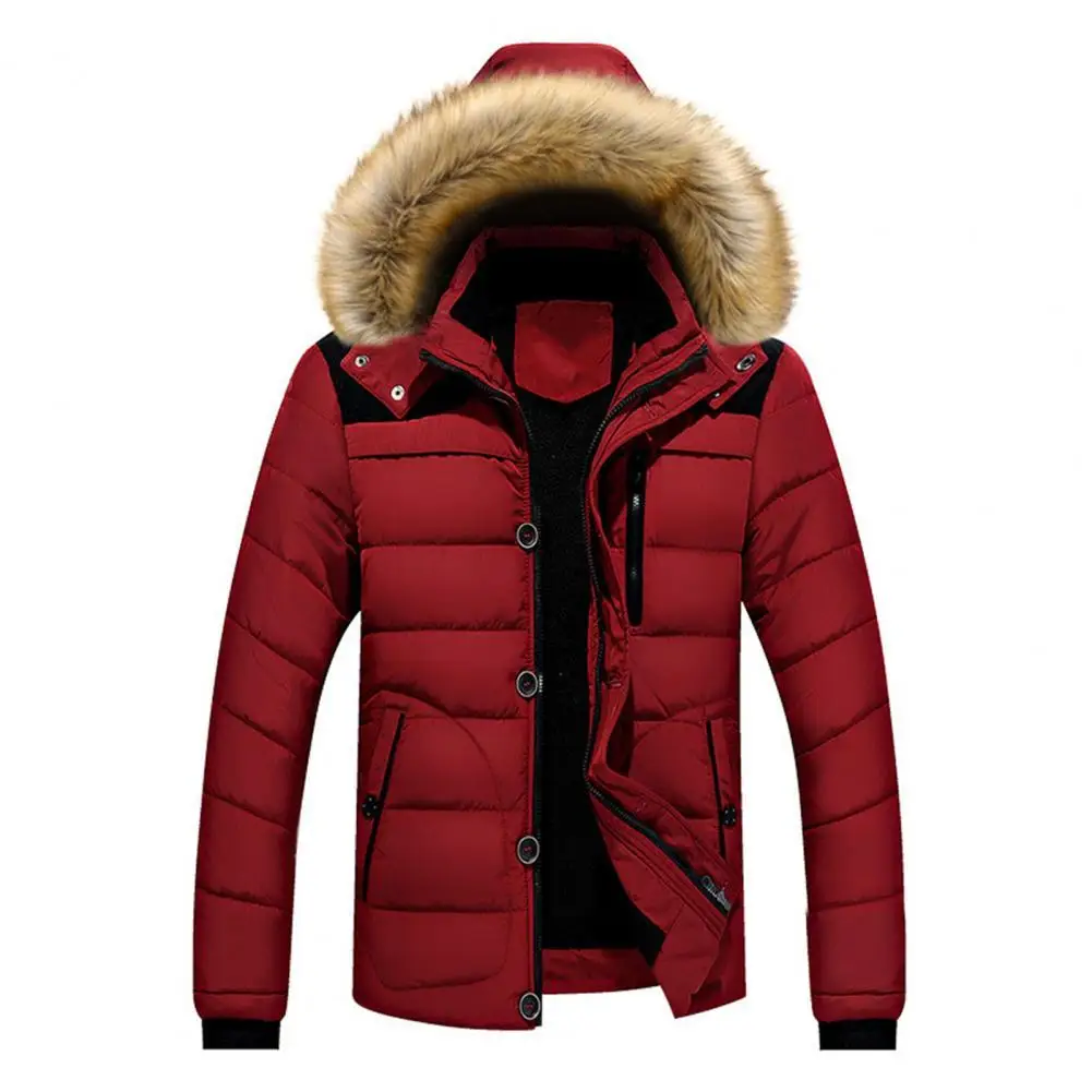 

Men Down Coat Long Sleeve Extra Thick Highly Warm Padded High Collar Male Jacket for Outdoor Autumn Winter