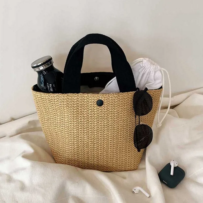 

Hot Sell Straw Bags Women Handmade Woven Basket Bolsa Totes 2021 Summer Bohemian Beach Bags Luxury Brand Lady Shopping Handbags