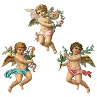three ratels qcf51 classic european angel oil painting picture quality sticker antique era old art decal for home decoration